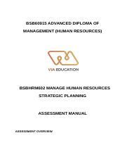 Assesment One Docx BSB60915 ADVANCED DIPLOMA OF MANAGEMENT HUMAN