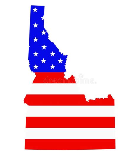 Idaho State Map Vector Silhouette Illustration United States Of America Flag Over Idaho Map