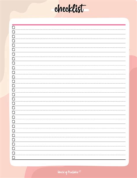 Checklist Template - 25 Best Styles | World of Printables