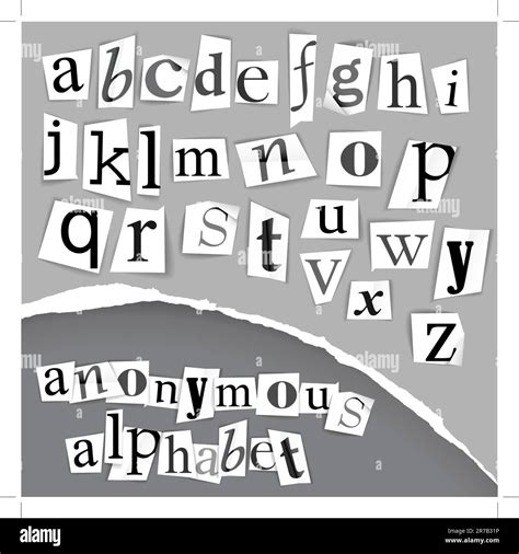 Anonymous Alphabet Made From Newspapers Black And White Detailed