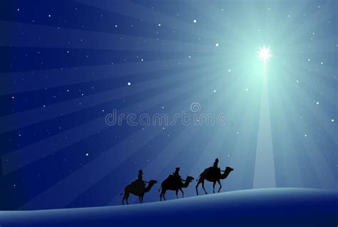 Nativity Christmas Bethlehem Star Cartoon Scene Stock Vector