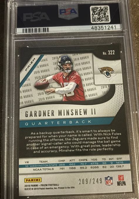 Panini Prizm Gardner Minshew Ii Orange Prizm Psa Gem Mt