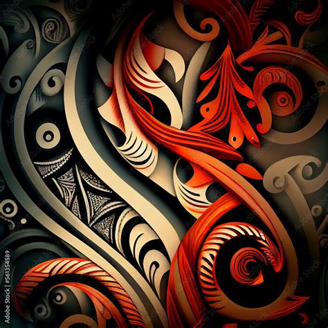 Abstract Background With Tropical Samoan Art Stock Illustration Adobe