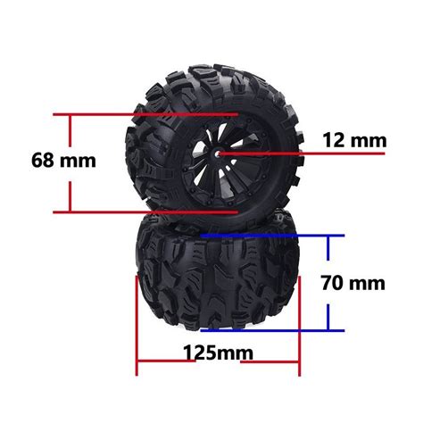 4 Ruedas Para Monster Truck A Escala 1 10 De Llanta Negra