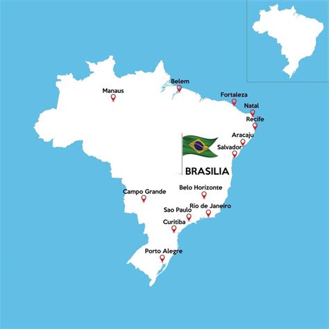 A Detailed Map Of Brazil With Indexes Of Major Cities Of The Country