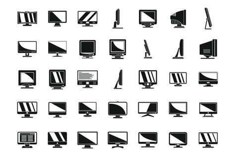 Monitor icons set simple vector. Computer screen