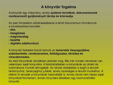 A könyvtár fogalma szerepe az információszerzés folyamatában