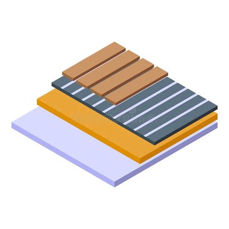 Warm Floor Wood Tiles Icon Isometric Vector Radiant Temperature Stock