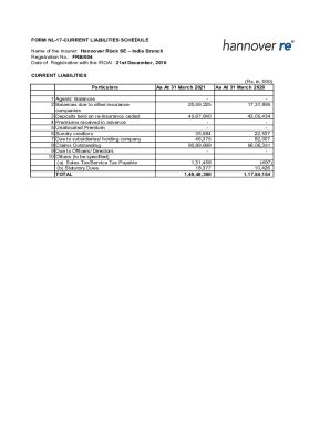 Fillable Online FORM NL 17 CURRENT LIABILITIES SCHEDULE Name Fax