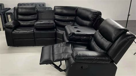 Leather Corner Recliner Sofa With Cup Holders | Cabinets Matttroy