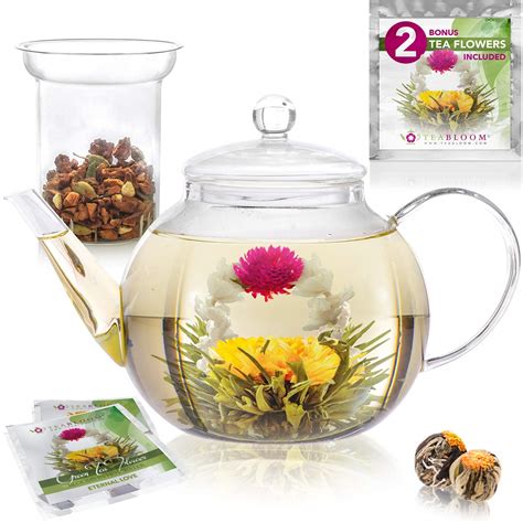 Buy Teabloom Stovetop Microwave Safe Glass Teapot 40 OZ With