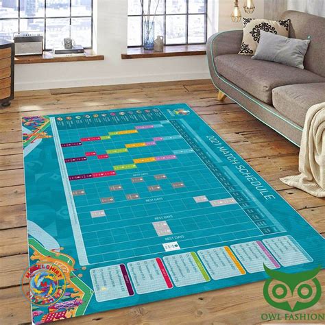 Euro 2021 Match Schedule Football Pitch Blue Rug Model Shirt Store