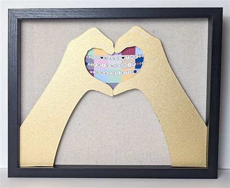 Heart Hands Friendship Bracelet Display Case Black Shadow Box Frame ...