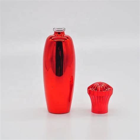 Luxury Empty Colored Red Coated Factory Design Glass Custom Spray Neck Lady Pump Perfume Bottle