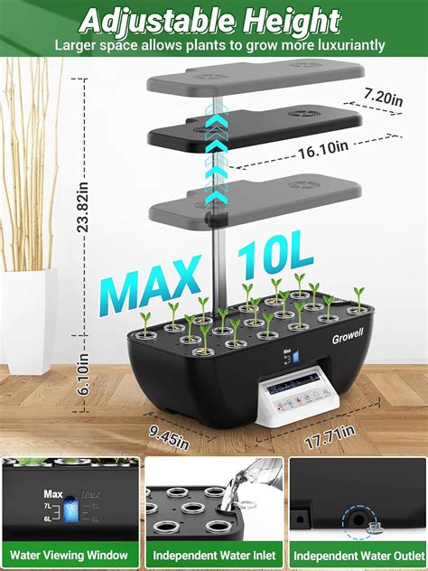 Growell Sistema de cultivo hidropónico jardín de hierbas de 17