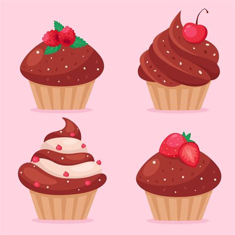 Cupcakes De Chocolate Con Fresas Frambuesas Cerezas Grosellas