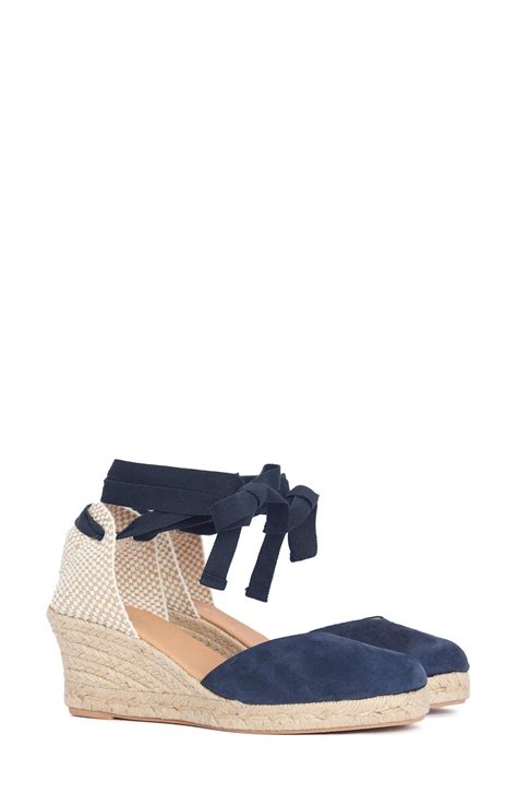 Barbour Juana Ankle Wrap Espadrille Wedge D Orsay Pump Dk Navy