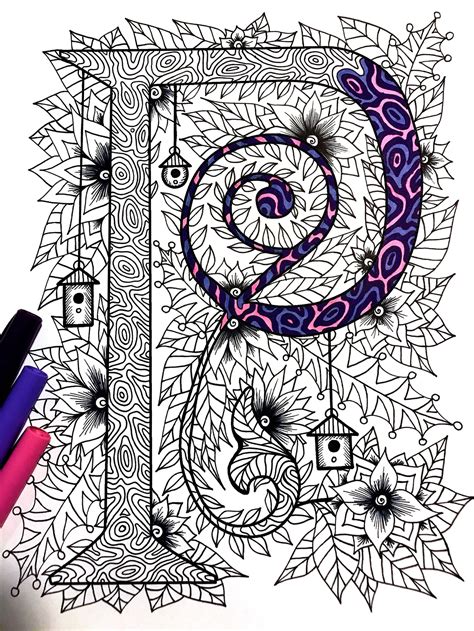 Letter P Zentangle Inspired By The Font Penelope Etsy