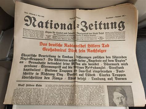 National Zeitung Basel Stadt Hitlers Tod Ausgabe Kaufen Auf