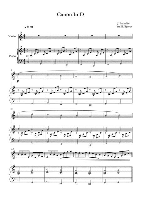 Canon In D Johann Pachelbel For Violin Piano Sheet Music Pdf Download