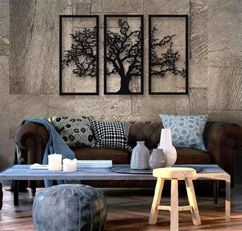 Cuadro Triptico Arbol De La Vida Calado En Madera 120x60 Cm Mebuscar