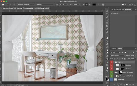 Wallpaper Mockup Psd Interior Mockup Template Room Mockup Etsy Uk