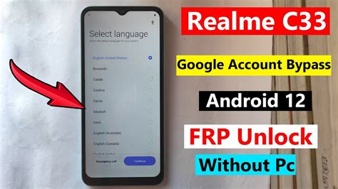 Realme C33 FRP Unlock Android 12 Realme RMX3624 Google Account