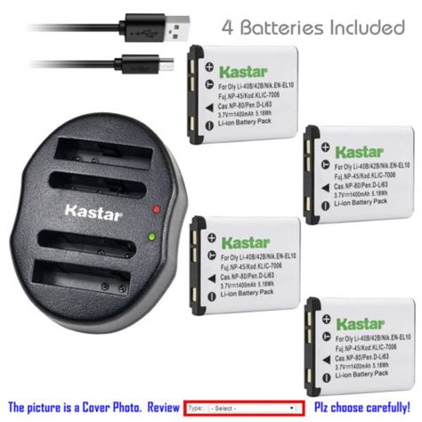 Kastar Battery Dual Charger For Fuji NP 45 NP 45A BC 45B Fujifilm