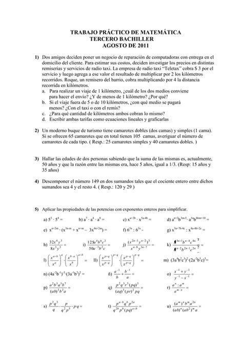 Trabajo Pr Ctico De Matem Tica Pdf Descarga Gratuita