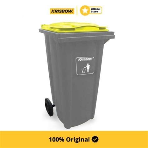 Krisbow Ltr Tempat Sampah Plastik Outdoor Neo Abu Abu Kuning