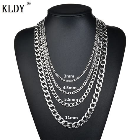 KLDY acier inoxydable hommes chaîne collier hommes argent cubain lien