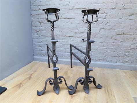 Pair Of Large Wrought Iron Fire Dogs At 1stdibs