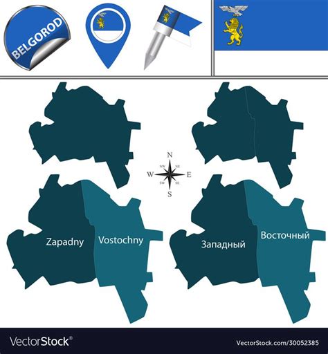 Vector map of Belgorod, Russia with named districts. There is variation of map where districts ...