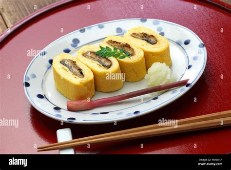 Umaki Japanese Eel Rolled Omelet Japanese Cuisine Stock Photo Alamy