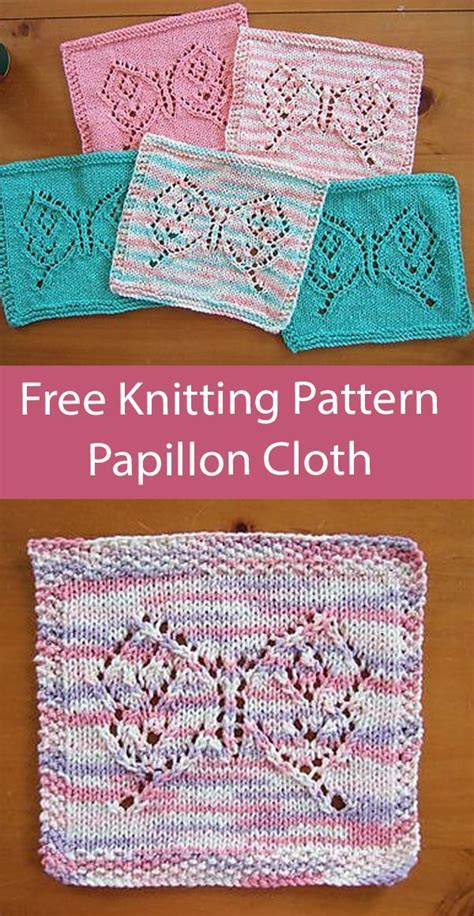 Free Dishcloth Knitting Pattern Butterfly Papillon Cloth