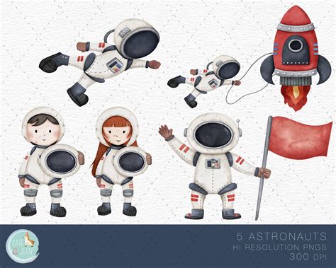 Astronaut Watercolor Clipart Watercolor Space Clipart Alien - Etsy