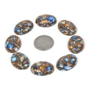 Pcs Of Mm Copper Blue Sea Sediment Jasper Oval Flatback Cab