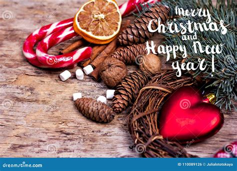 Festive Greeting Card Merry Christmas And Happy New Year Stock Photo