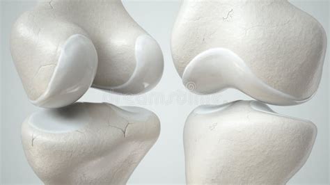 Knee Joint with Healthy Cartilage, Front and Back- 3D Rendering Stock ...