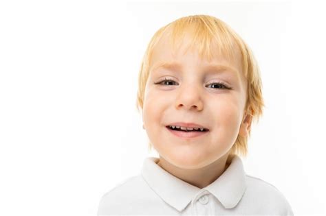 Premium Photo Portrait Of Handsome Caucasian Boy With Blonde Hair And White Skin In White