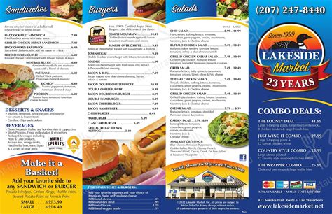 Menu at Lakeside Market pizzeria, Waterboro