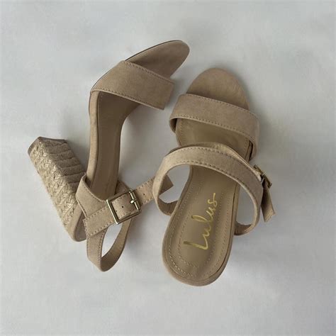 Lulus Woven Straw Nude Heels Size 7 5 Womens 4 Depop