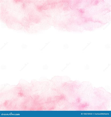 Hand Painted Pink Watercolor Border Texture Isolated On The White