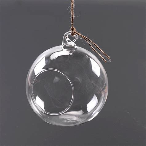 Allrise Hanging Clear Glass Bauble Sphere Ball Candle Tea Light Holder Plant