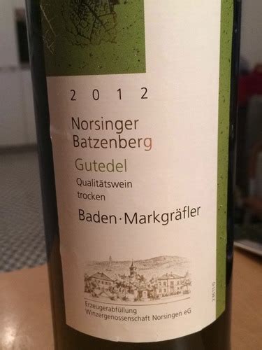 Winzergenossenschaft Norsingen Norsinger Batzenberg Gutedel Trocken