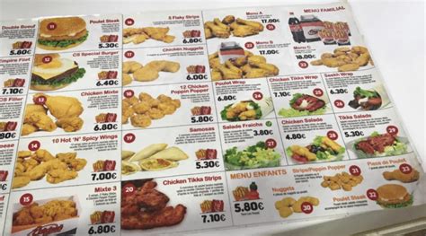 Chicken Spot Menu Derniers Prix France