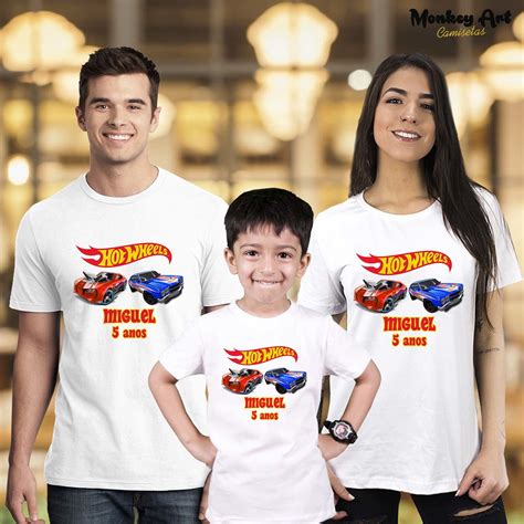 Kit 3 Camisetas Família Aniversário Hot Wheels Carrinho Elo7