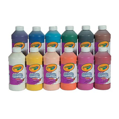 16 Oz Crayola® Assorted Colors Washable Tempera Paint 12 Pc