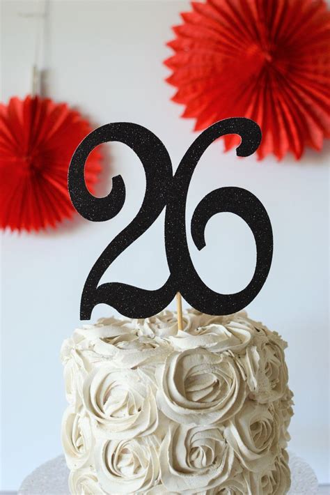 Glitter 26 Twenty Six Cake Pick Topper 26th Anniversary Happy 26th