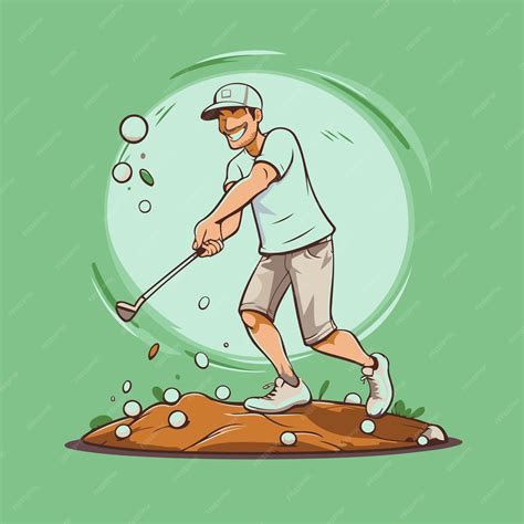 Premium Vector Golfer Playing Golf Vector Illustration Of A Golfer